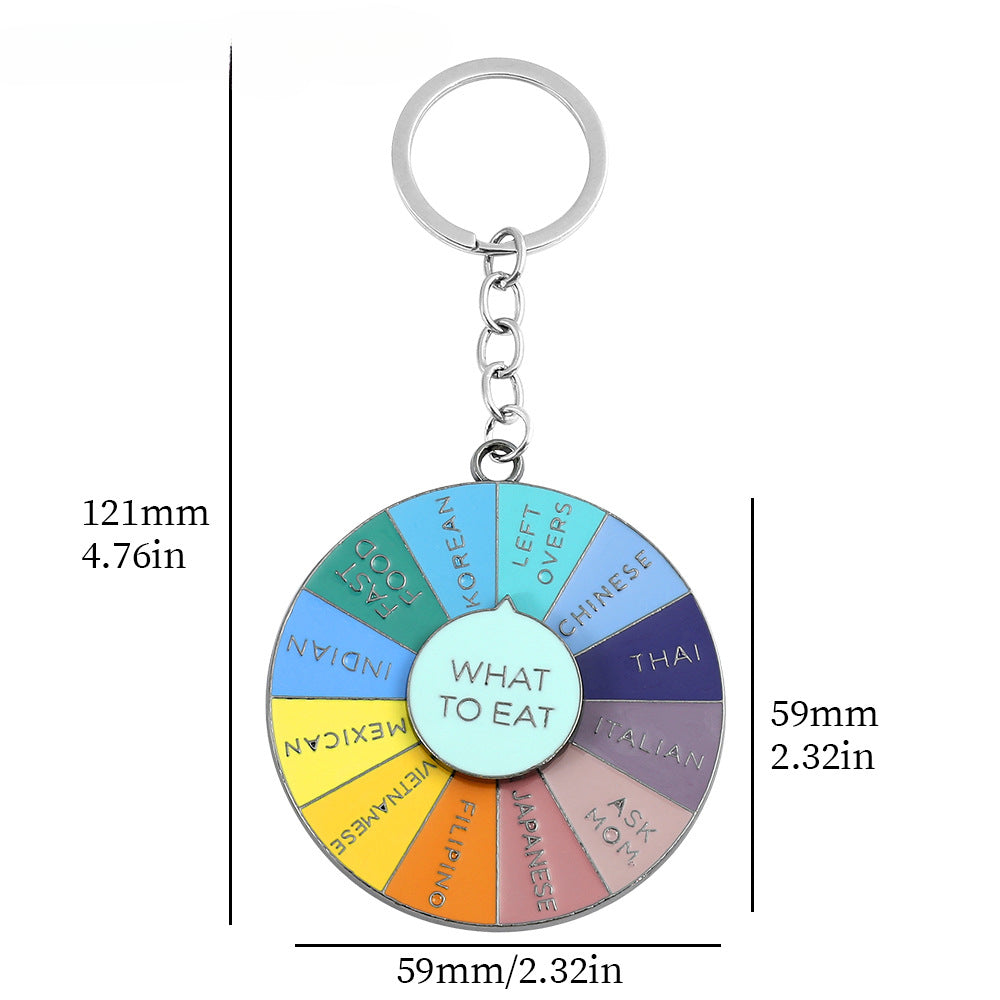 Wholesale Zinc Alloy What To Eat Tonight Turntable Keychain